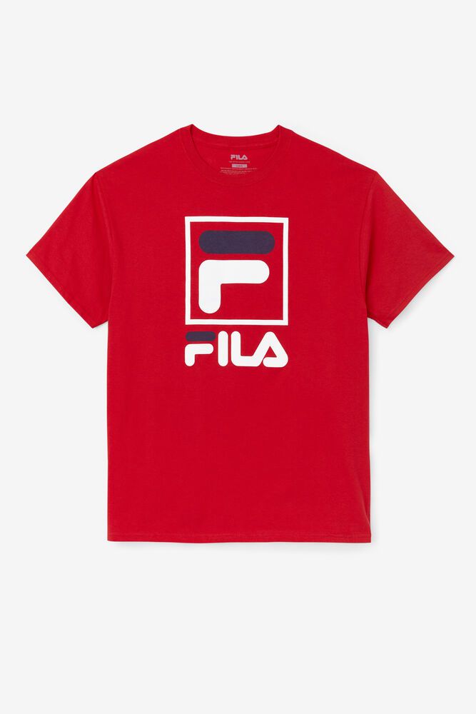 Fila T シャツ メンズ 赤 Stacked 3786-DCNYT